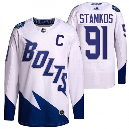 Män Ishockey Tampa Bay Lightning tröja Steven Stamkos 91 Adidas 2022 Stadium Series Authentic
